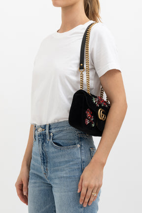 Velvet Crystal Mini Marmont Bag