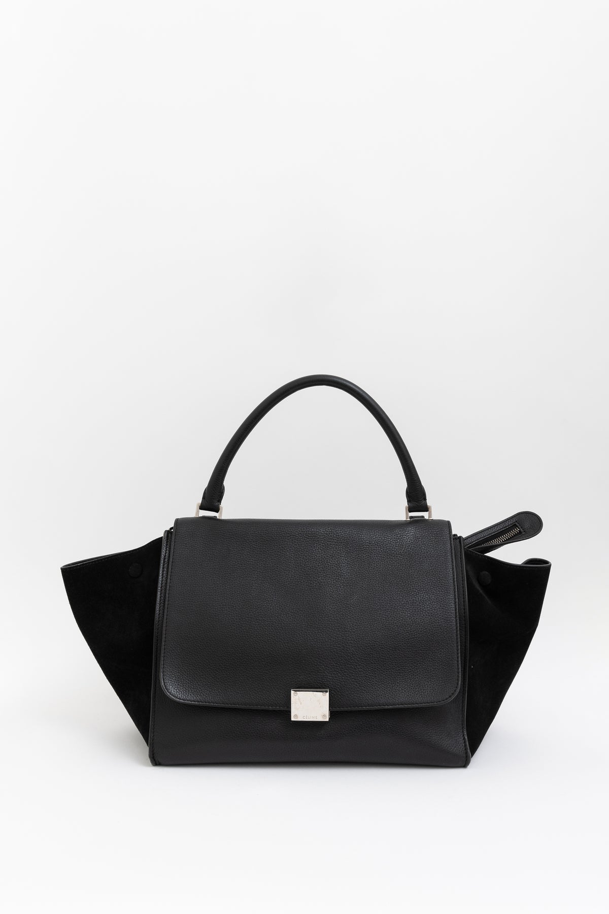 Textured Calfskin and Suede Small Trapeze Bag