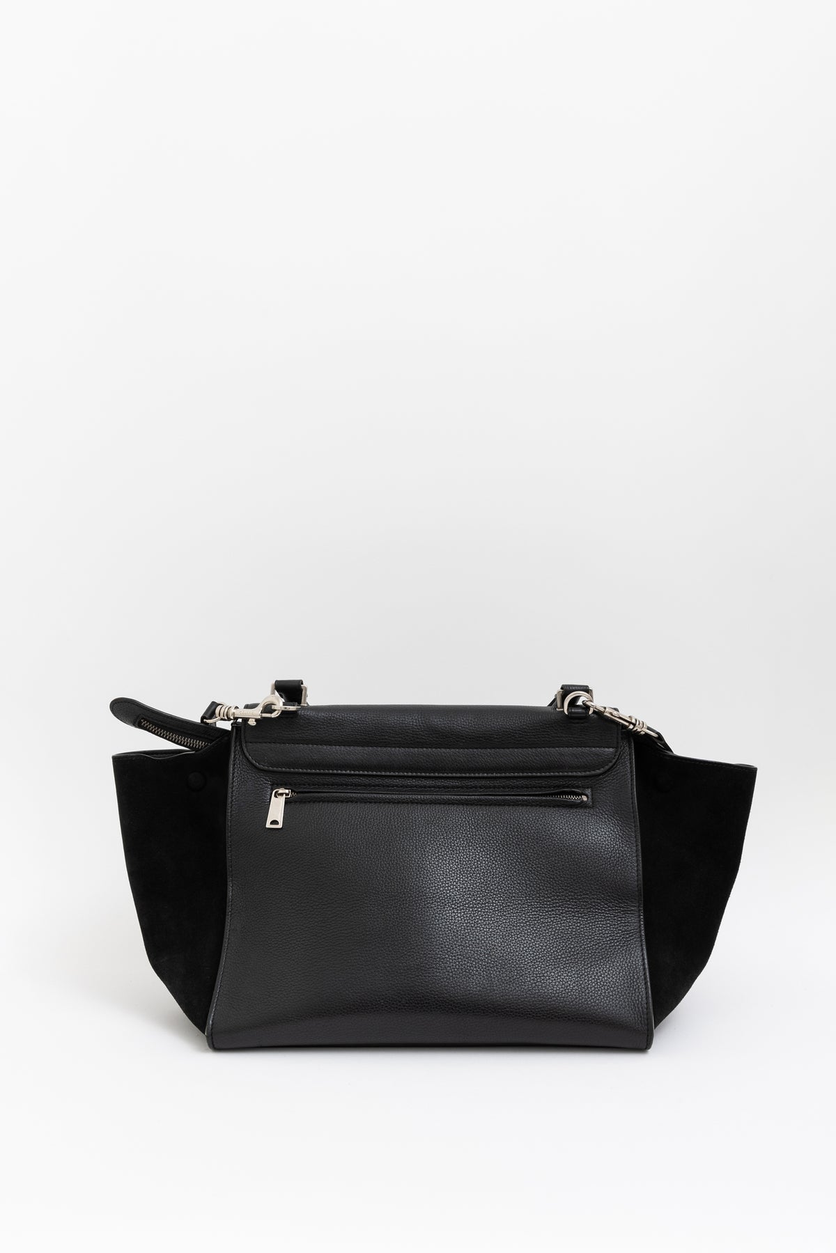 Textured Calfskin and Suede Small Trapeze Bag