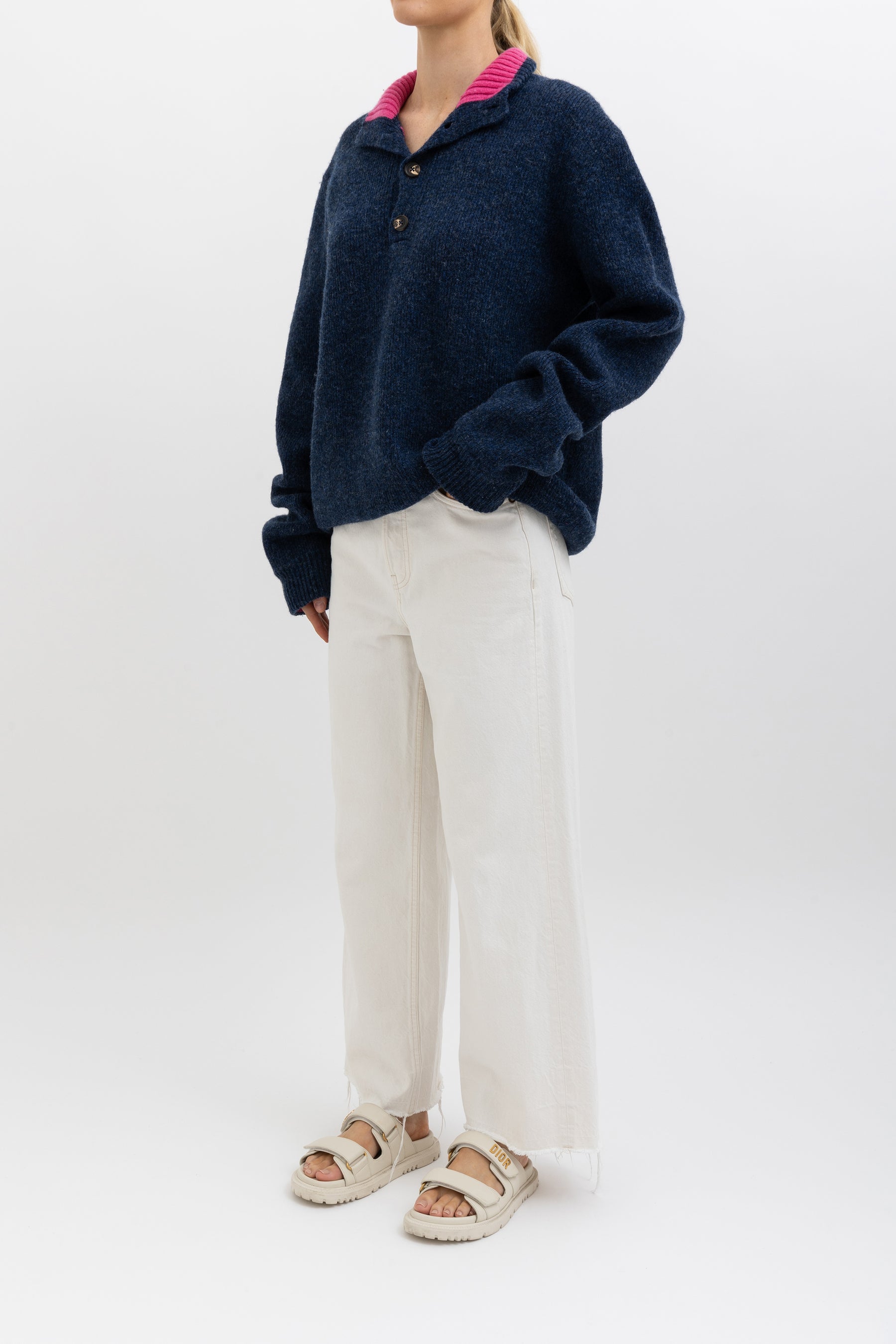 High Neck Jumper With Buttons