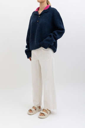 High Neck Jumper With Buttons