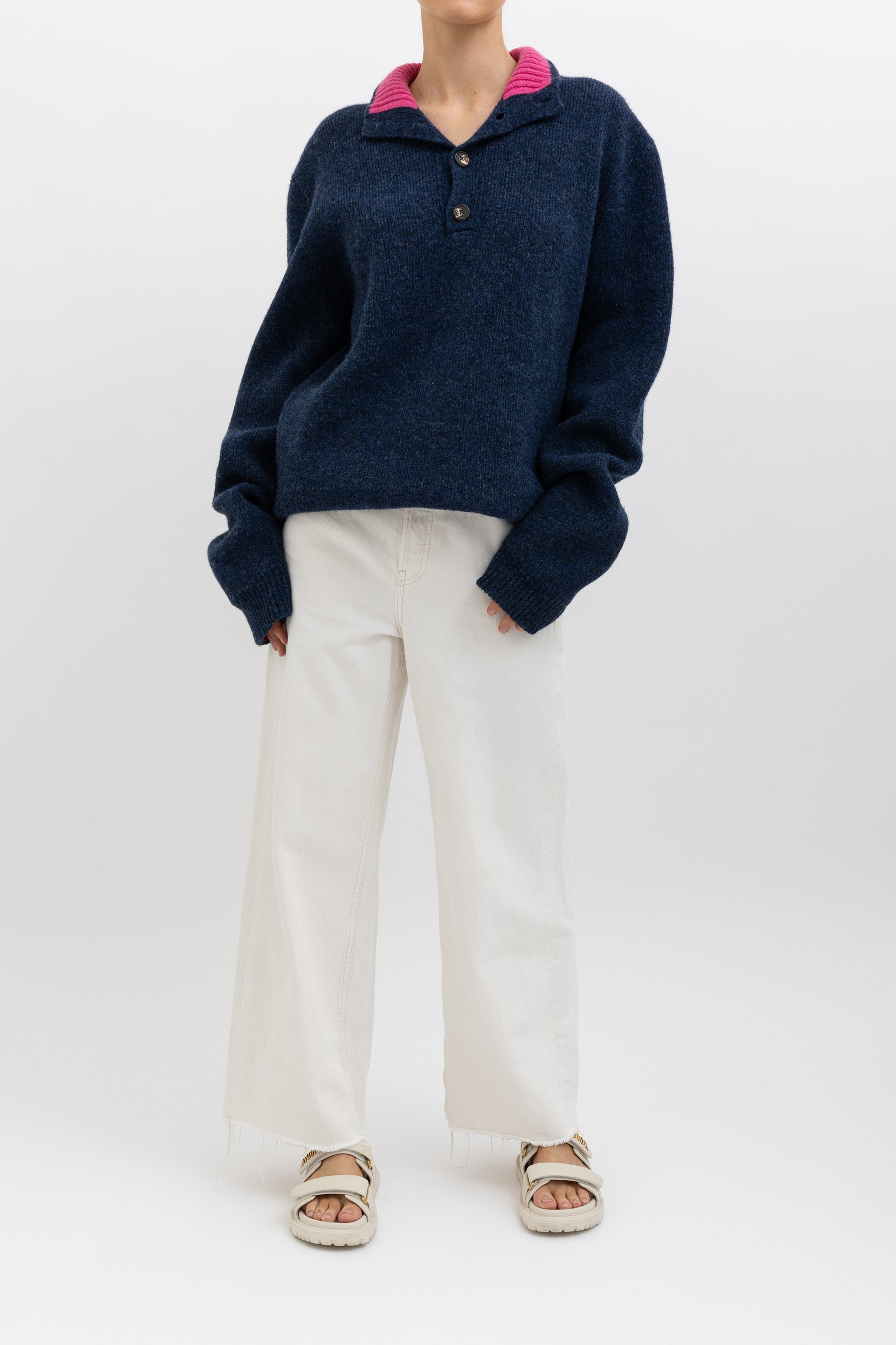 High Neck Jumper With Buttons