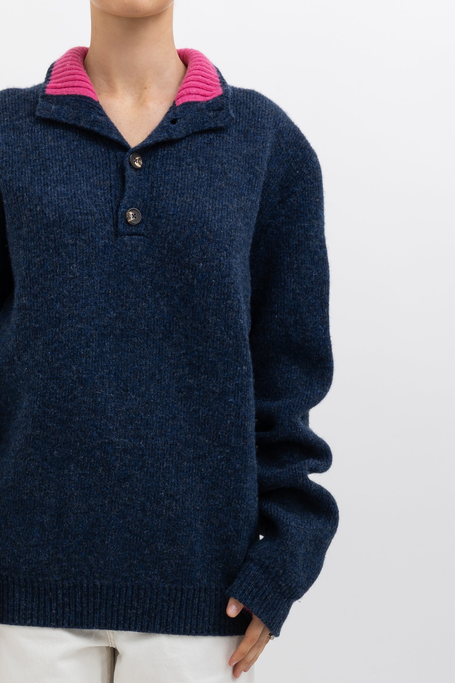 High Neck Jumper With Buttons