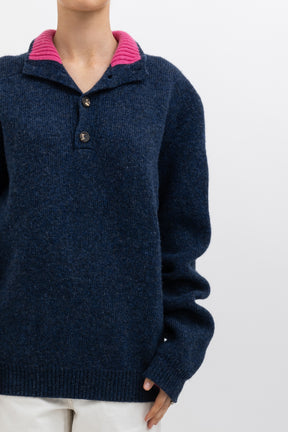 High Neck Jumper With Buttons