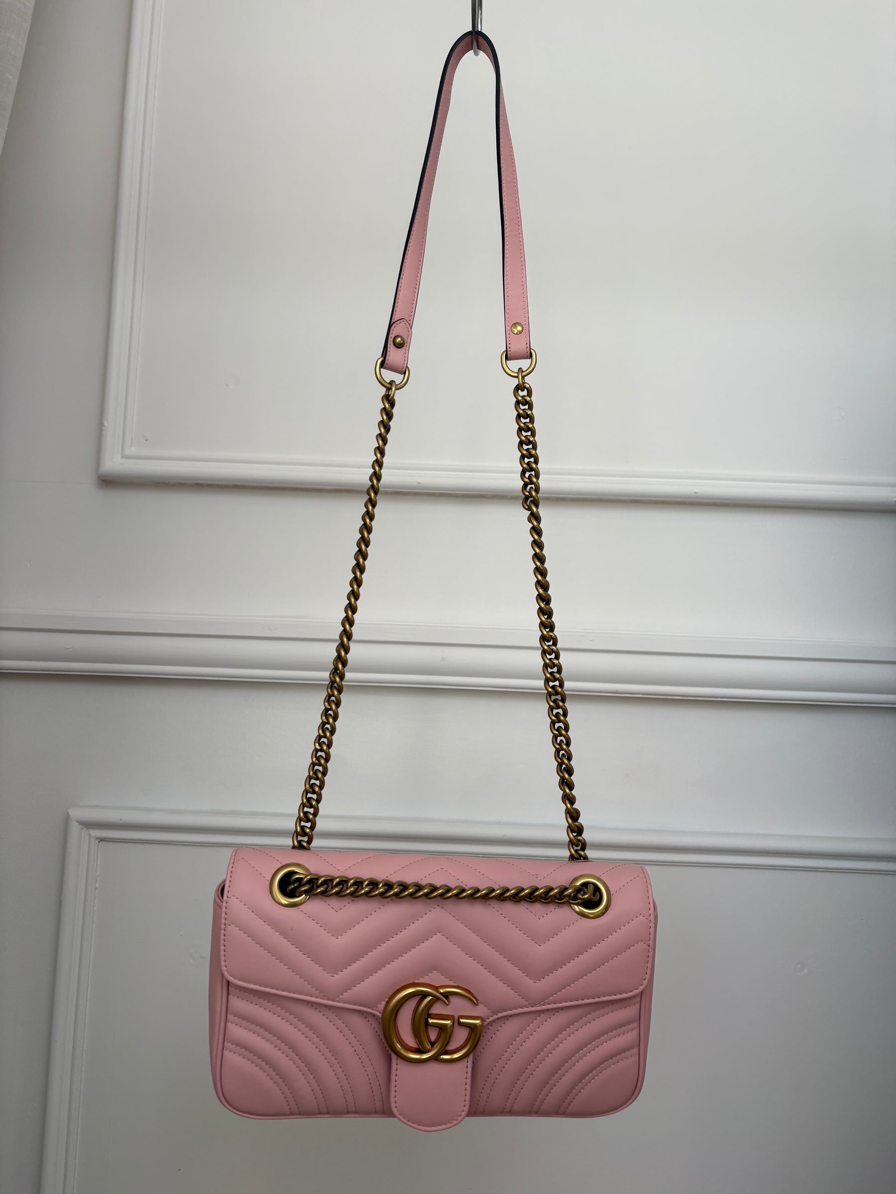 Gucci Pink Quilted Leather Marmont Shoulder Bag