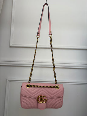 Gucci Pink Quilted Leather Marmont Shoulder Bag