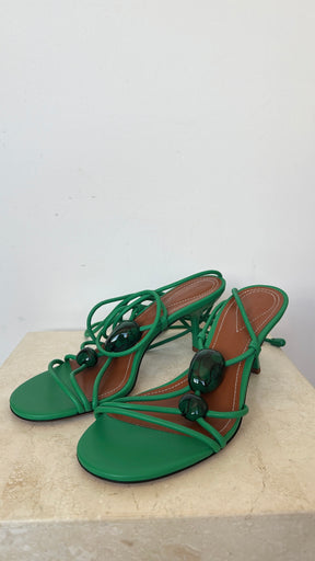 Zimmermann Green Stone Strappy Ankle Wrap Heel, 38