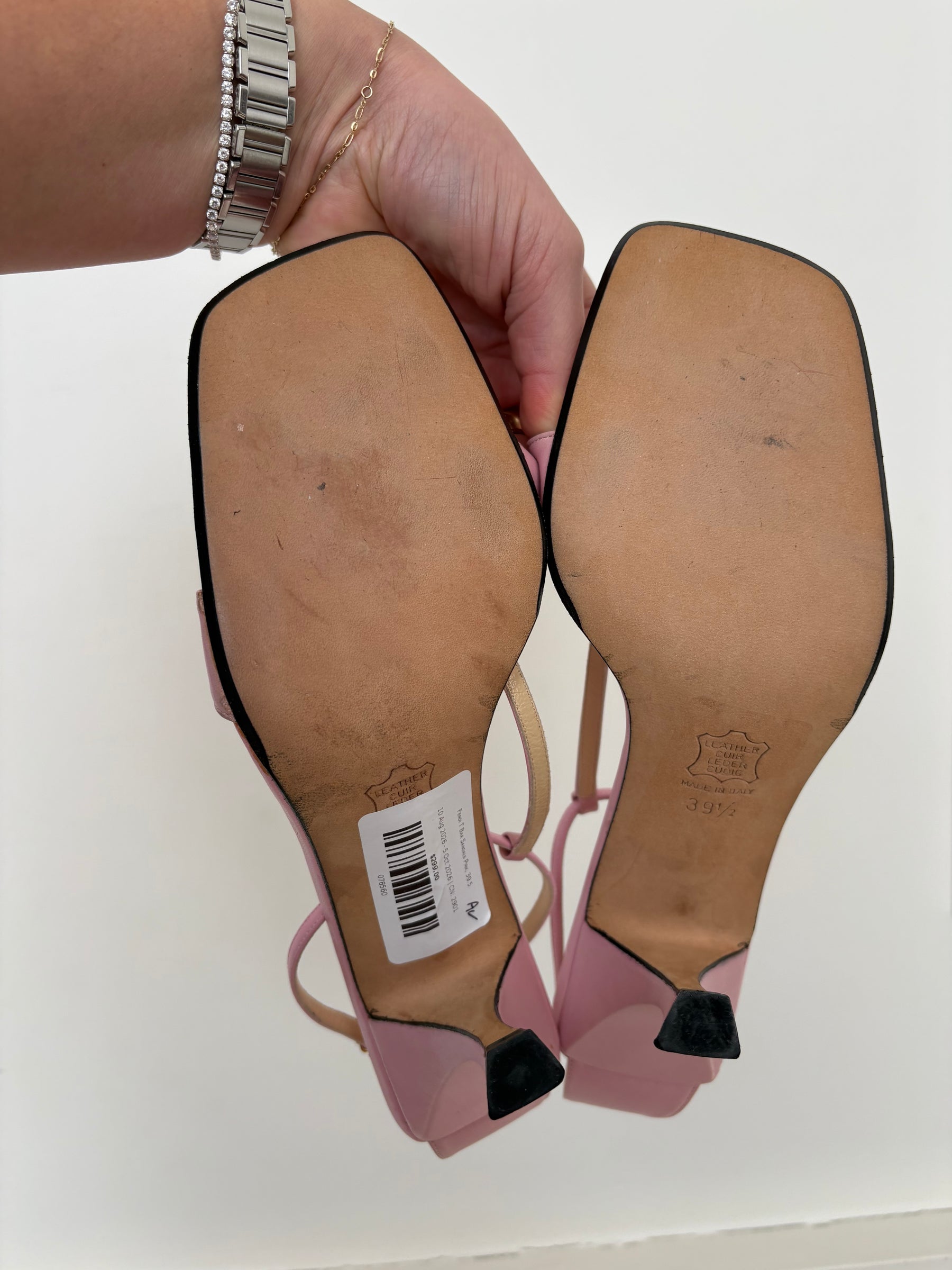 Fendi T Bar Sandals Pink, 39.5