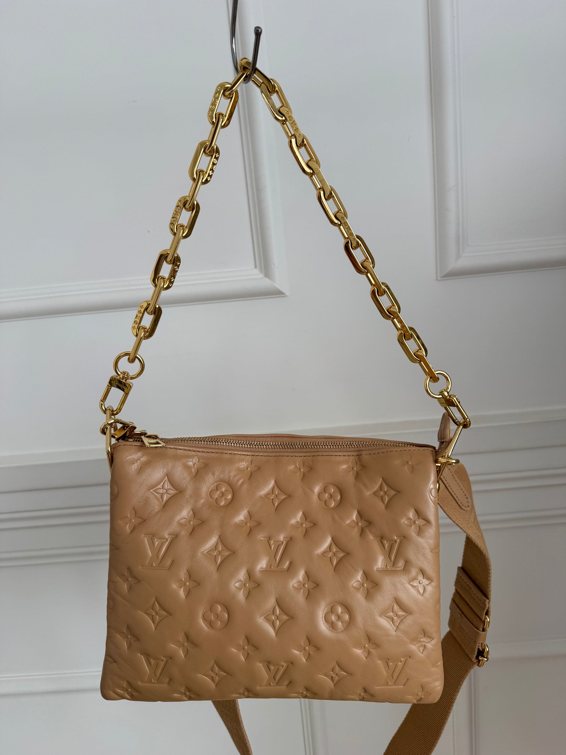 Louis Vuitton Camel Leather Coussin PM Bag