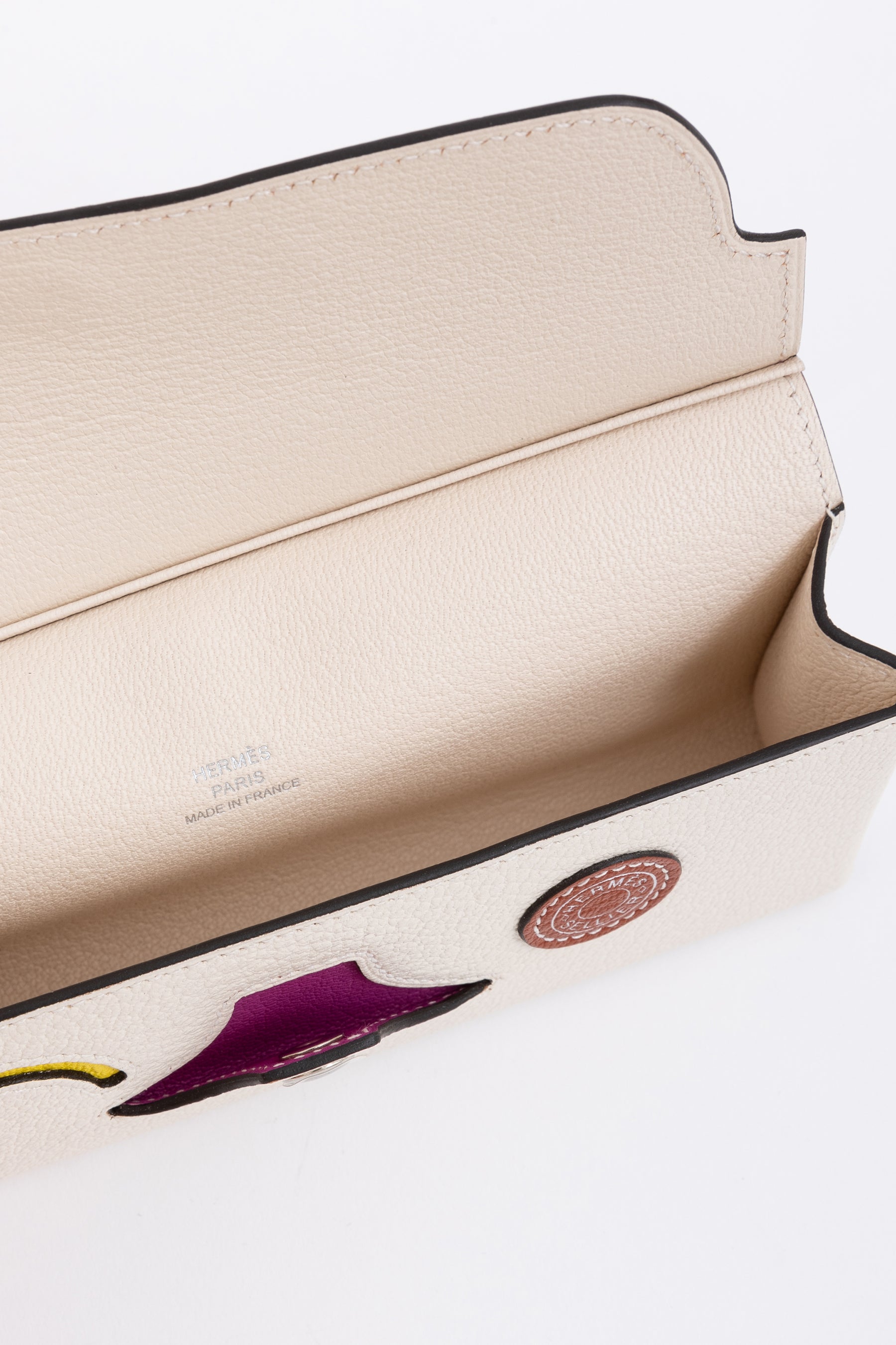 Hermès Pink and White Chevre Leather Glasses Case