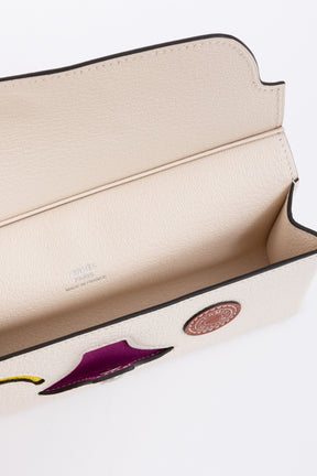 Hermès Pink and White Chevre Leather Glasses Case