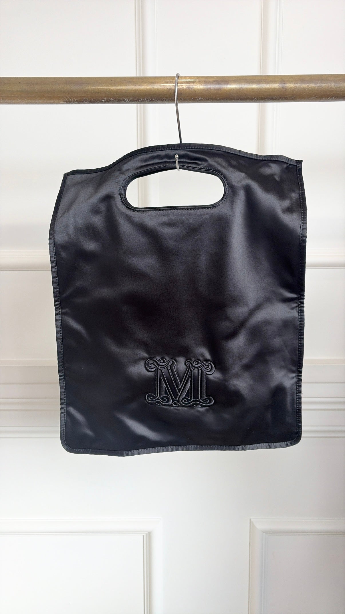 Max Mara Black Satin Logo Tote