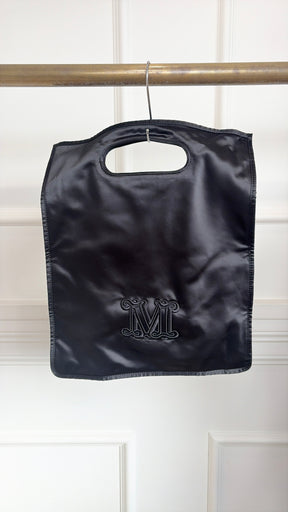 Max Mara Black Satin Logo Tote