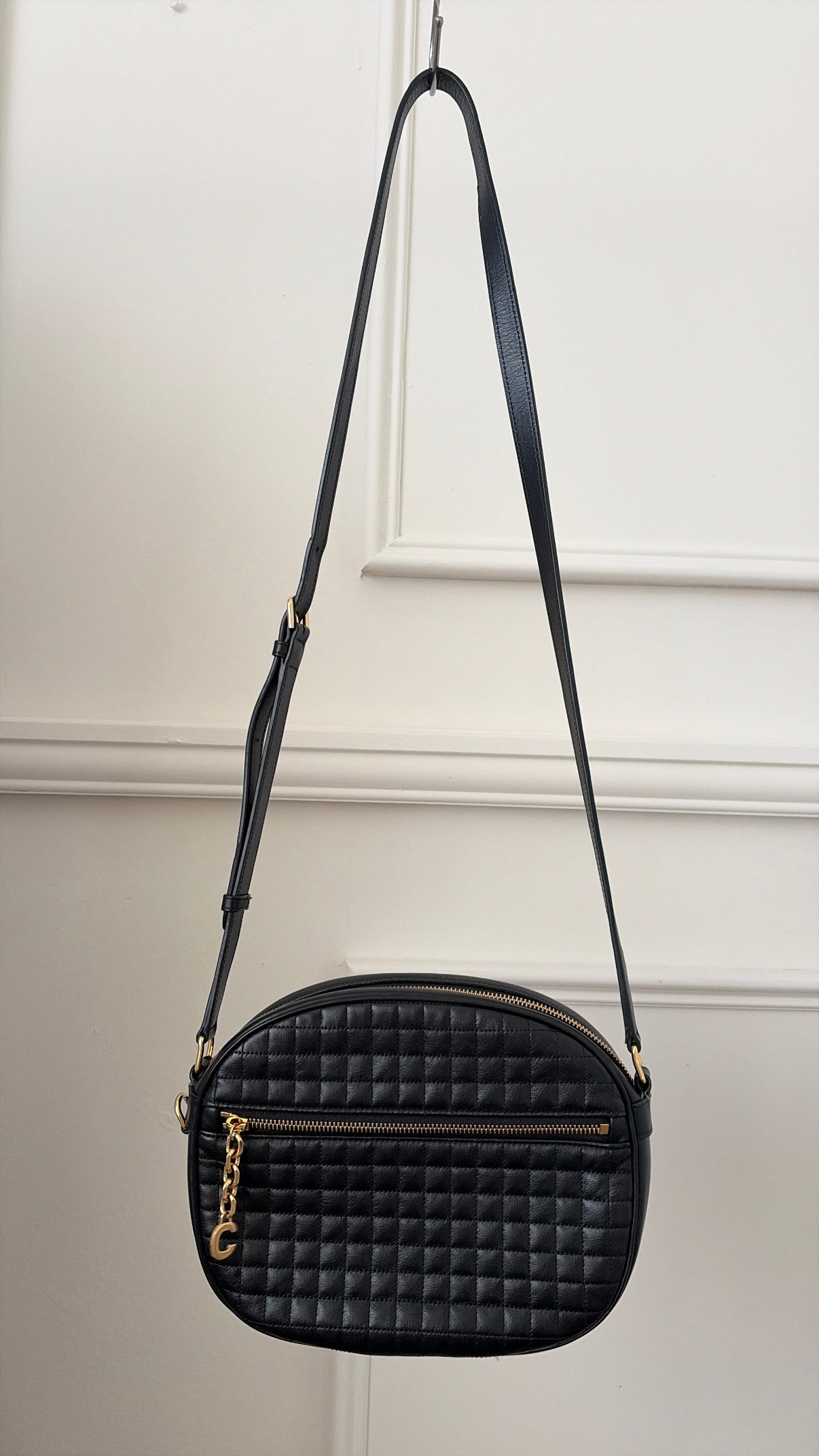 Céline Black Leather Square Quilted Camera Bag