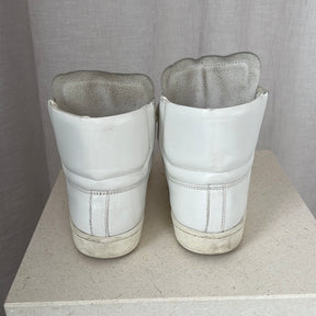 Saint Laurent White Leather High Top Sneaker, 37.5