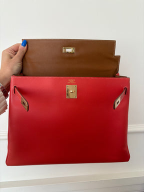 Hermès Candy Kelly Retourne 35 in Rose Jaipur Epsom Leather with Gold Leather Interior and Permabrass Hardware
