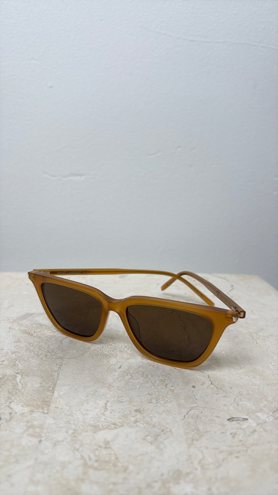 Saint Laurent Mustard Flat Cat Eye Sunglasses