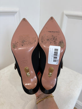 Aquazzura Crystal Blossom Mule 75 Black, 39