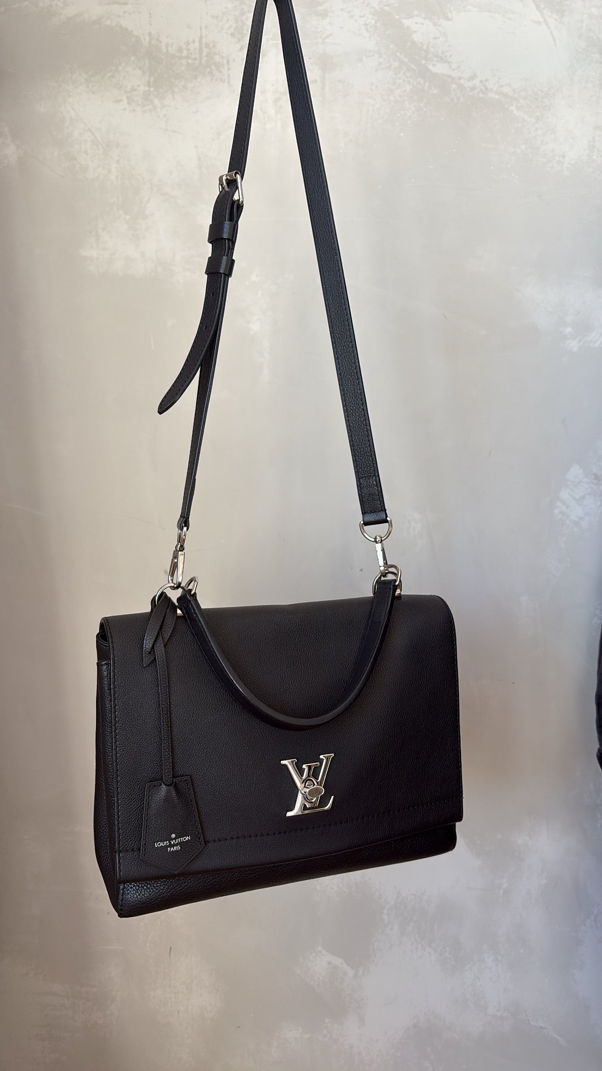 Louis Vuitton Black Leather Lockme II Top Handle Bag