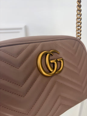 Gucci Beige Quilted Leather Marmont Camera Bag