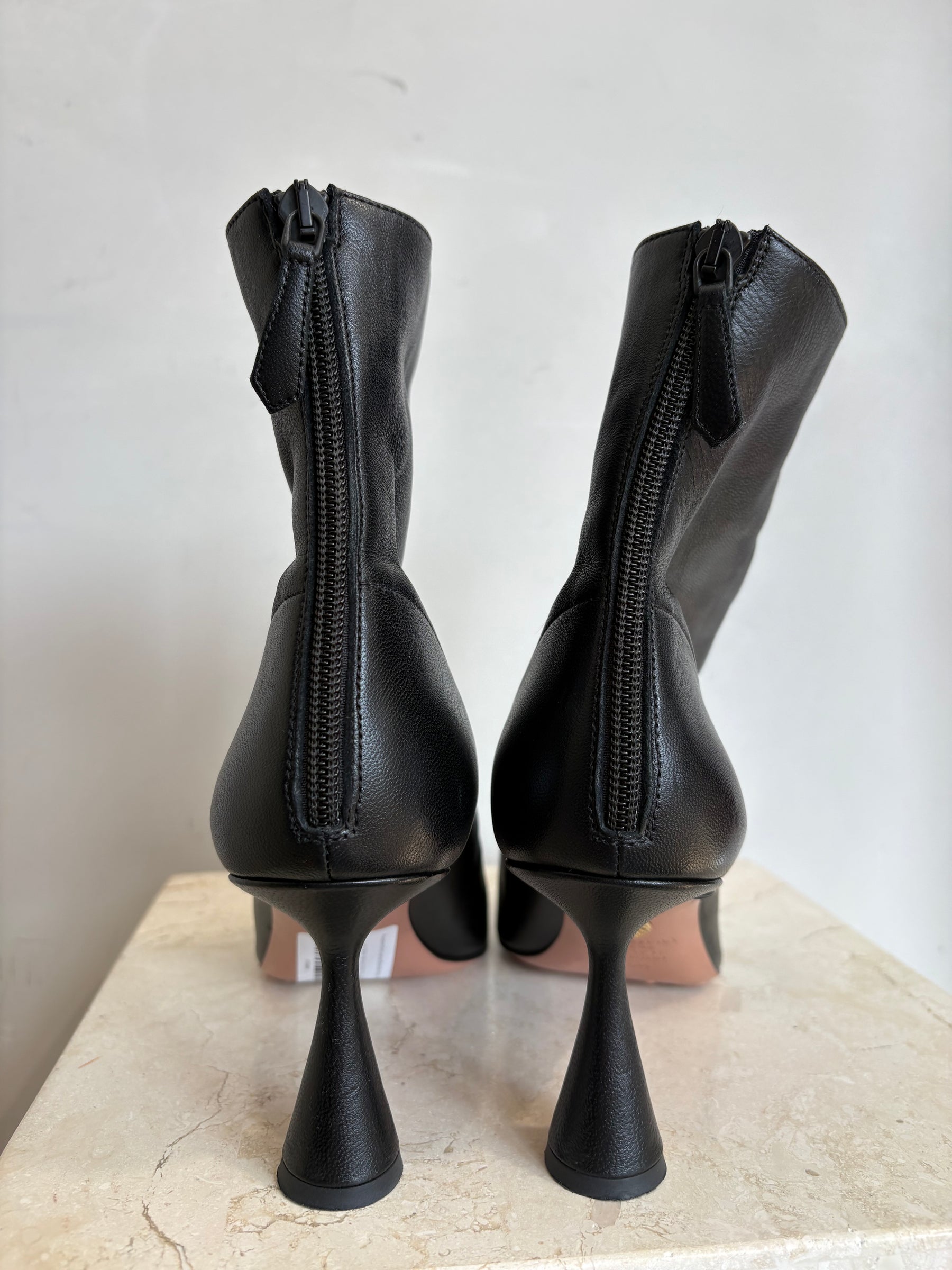 Aquazzura Black Leather  Boots With Heal, 40.5