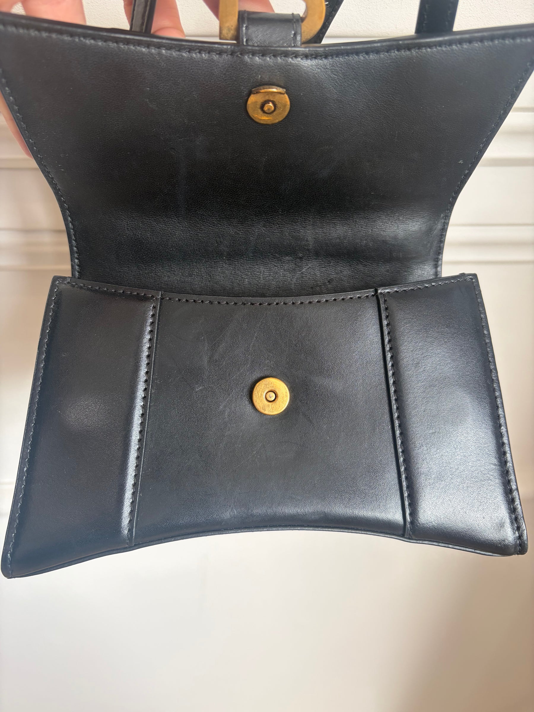 Balenciaga Black Leather Mini Hourglass Bag