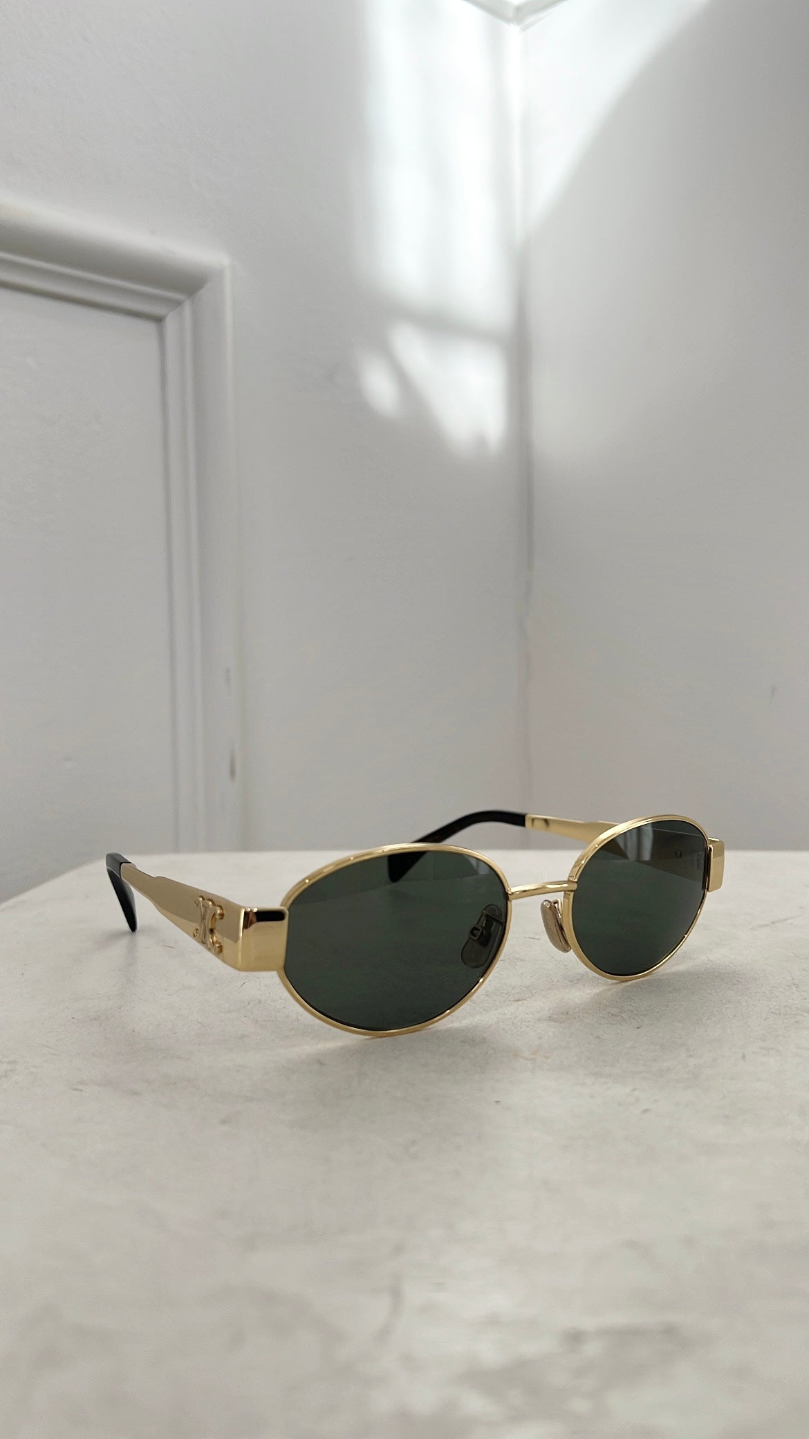 Celine Gold Triomphe Oval Sunglasses
