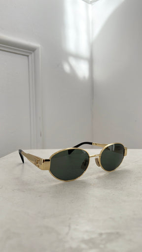 Celine Gold Triomphe Oval Sunglasses