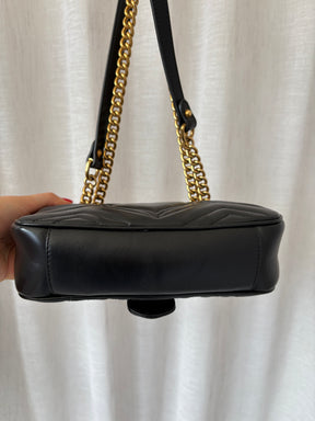 Gucci Black Quilted Leather Marmont Small Shoulder Bag
