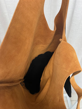 bassike Suede Two Tone Egg Tote Tan And Black, OS