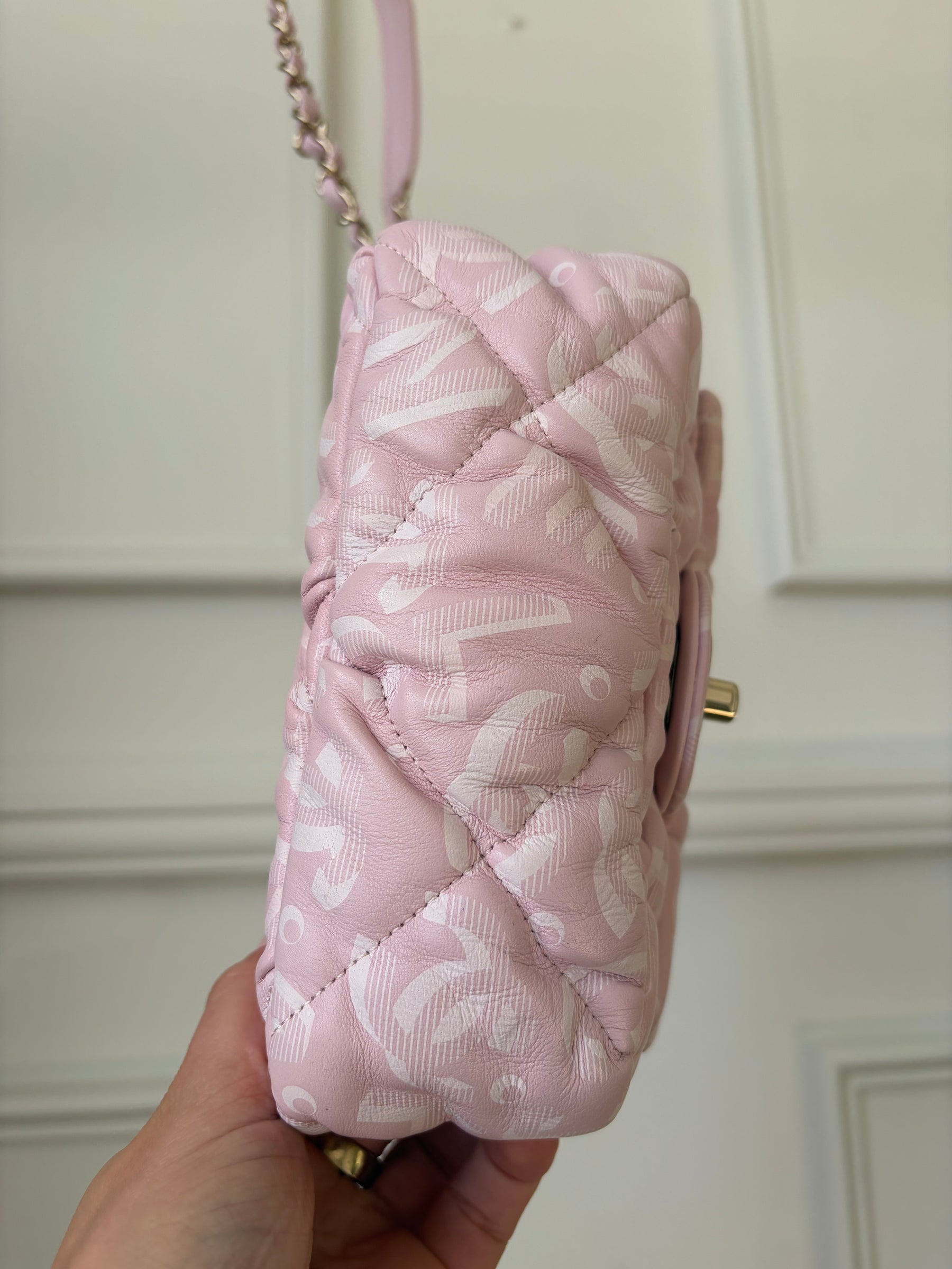 Chanel Pink Printed Lambskin Quilted Mini Flap Bag