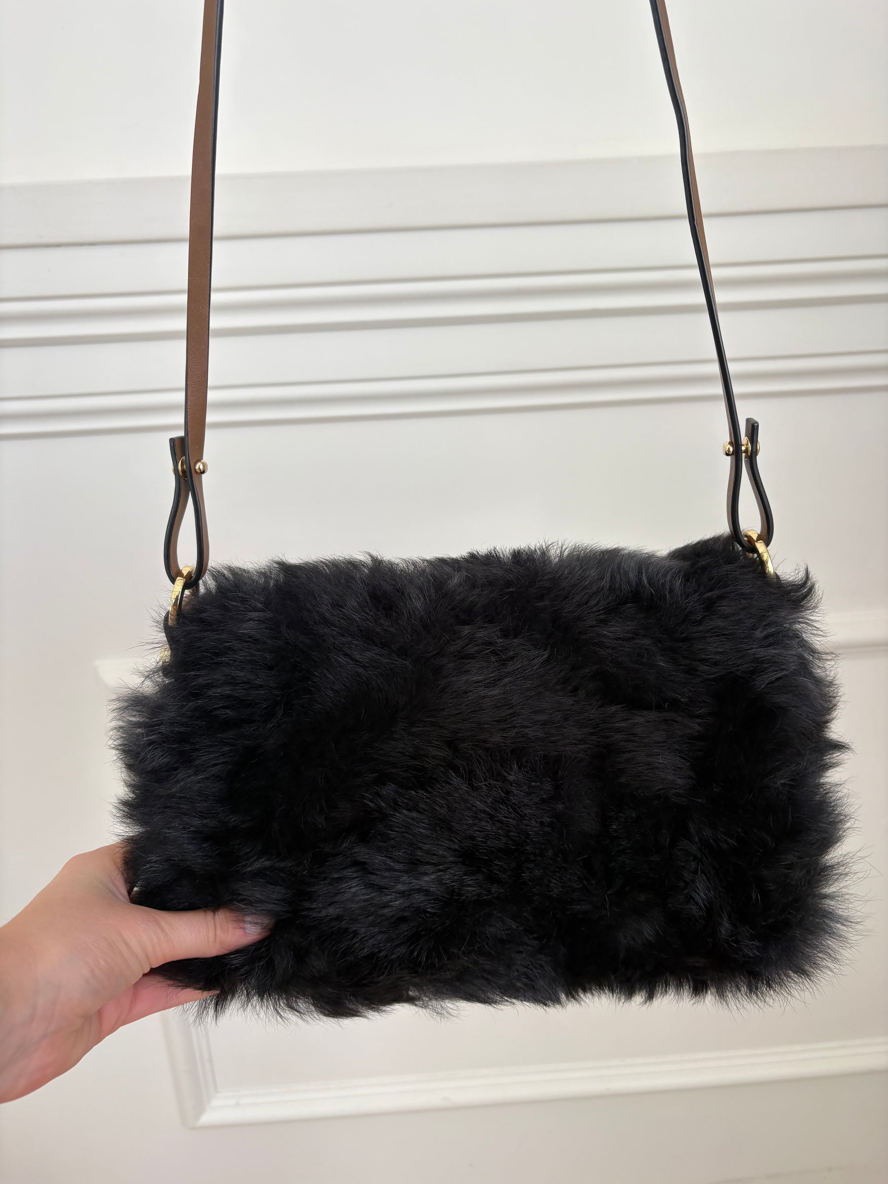 Scanlan Theodore Shearling Flap Bag With Shoulder Strap