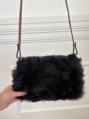 Scanlan Theodore Shearling Flap Bag With Shoulder Strap