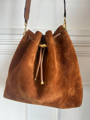 Jimmy Choo Bon Bon Bucket Bag In Tan/Gold