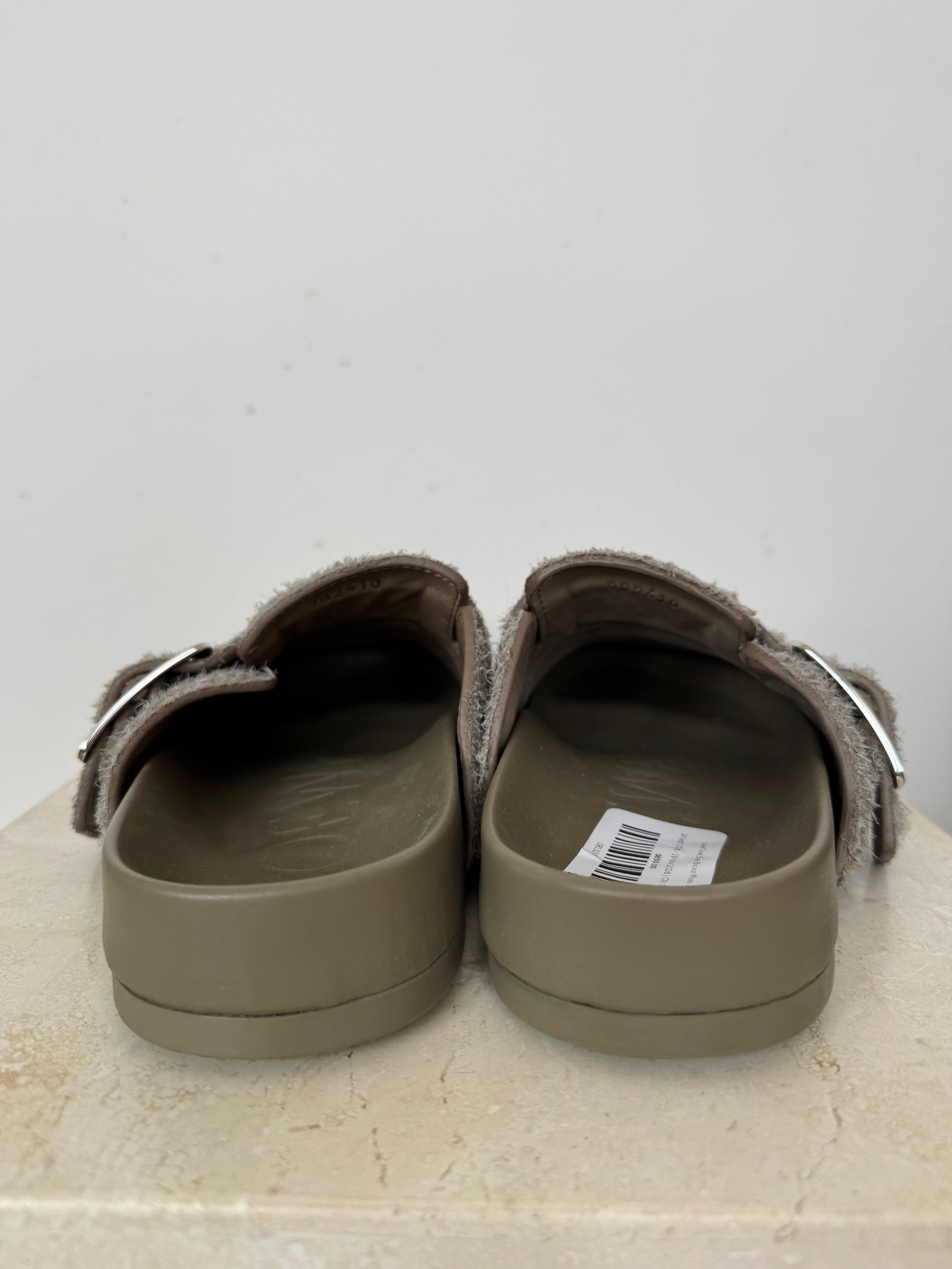 Loewe Taupe Ease Buckle Mules, 38