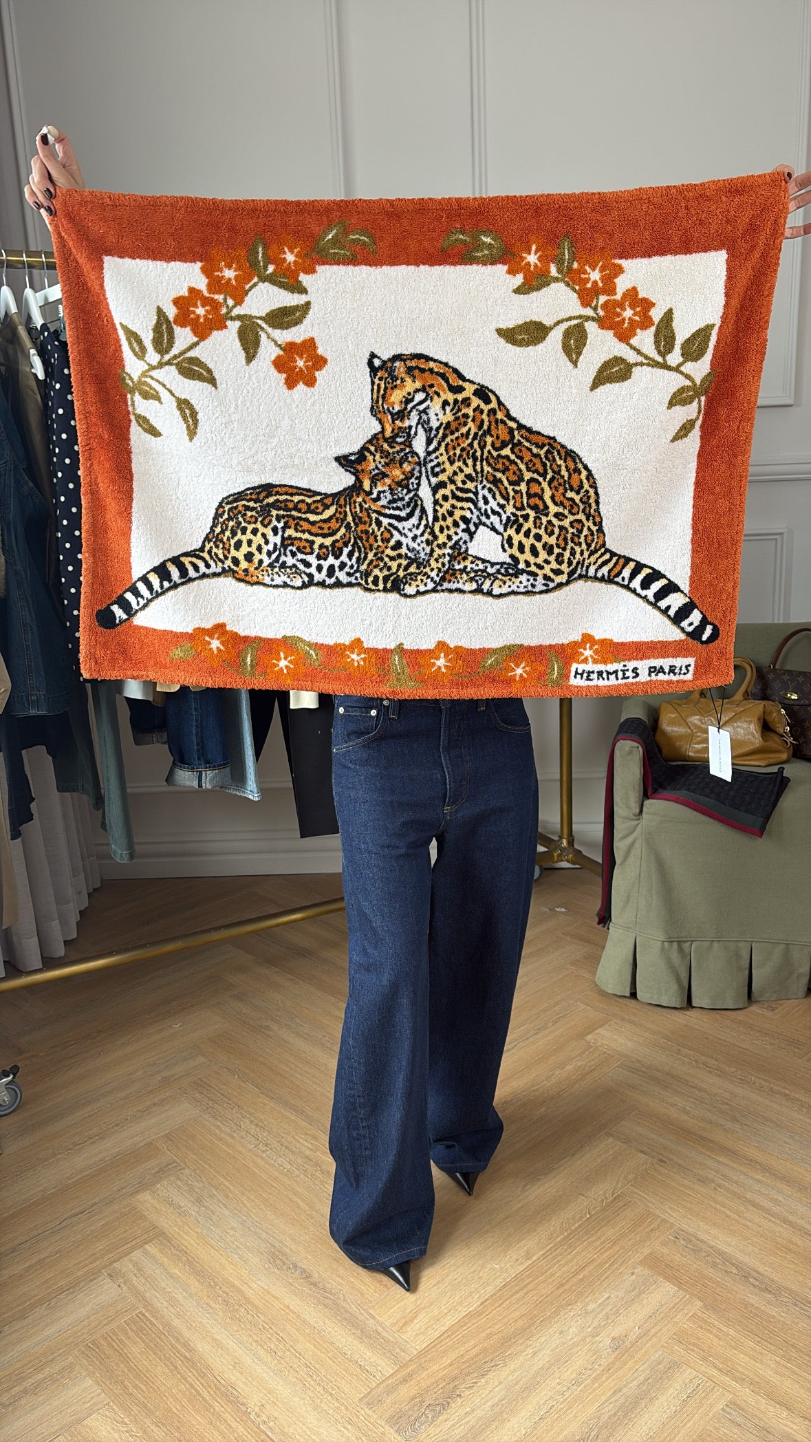 Hermès Leopard Print Bath Mat Multi Colour