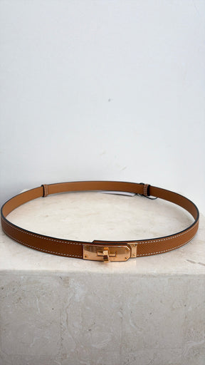 Hermès Gold Epsom Leather Kelly Belt with Rose Gold Hardware, OS