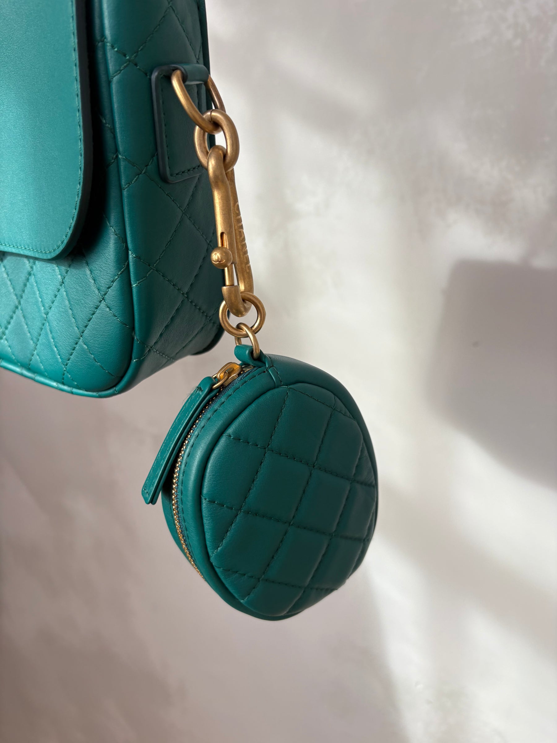 Chanel Multi Pouching Flap Bag With Coin Purse Green