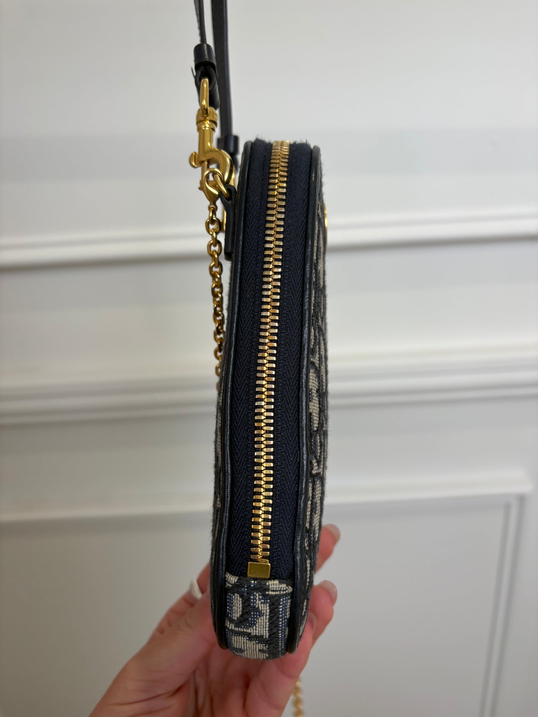 Dior Navy Oblique Monogram Phone Holder