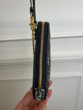 Dior Navy Oblique Monogram Phone Holder