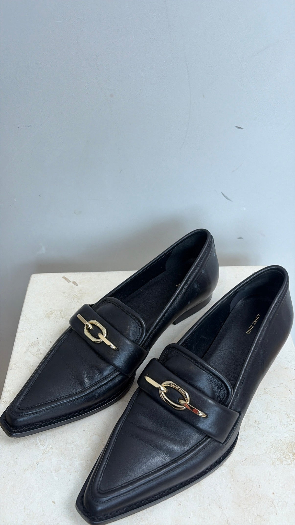 Anine Bing Selma Pointed Loafers Black, 38