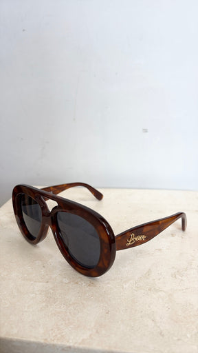Loewe Brown Tortoiseshell Oversized Aviator Sunglasses