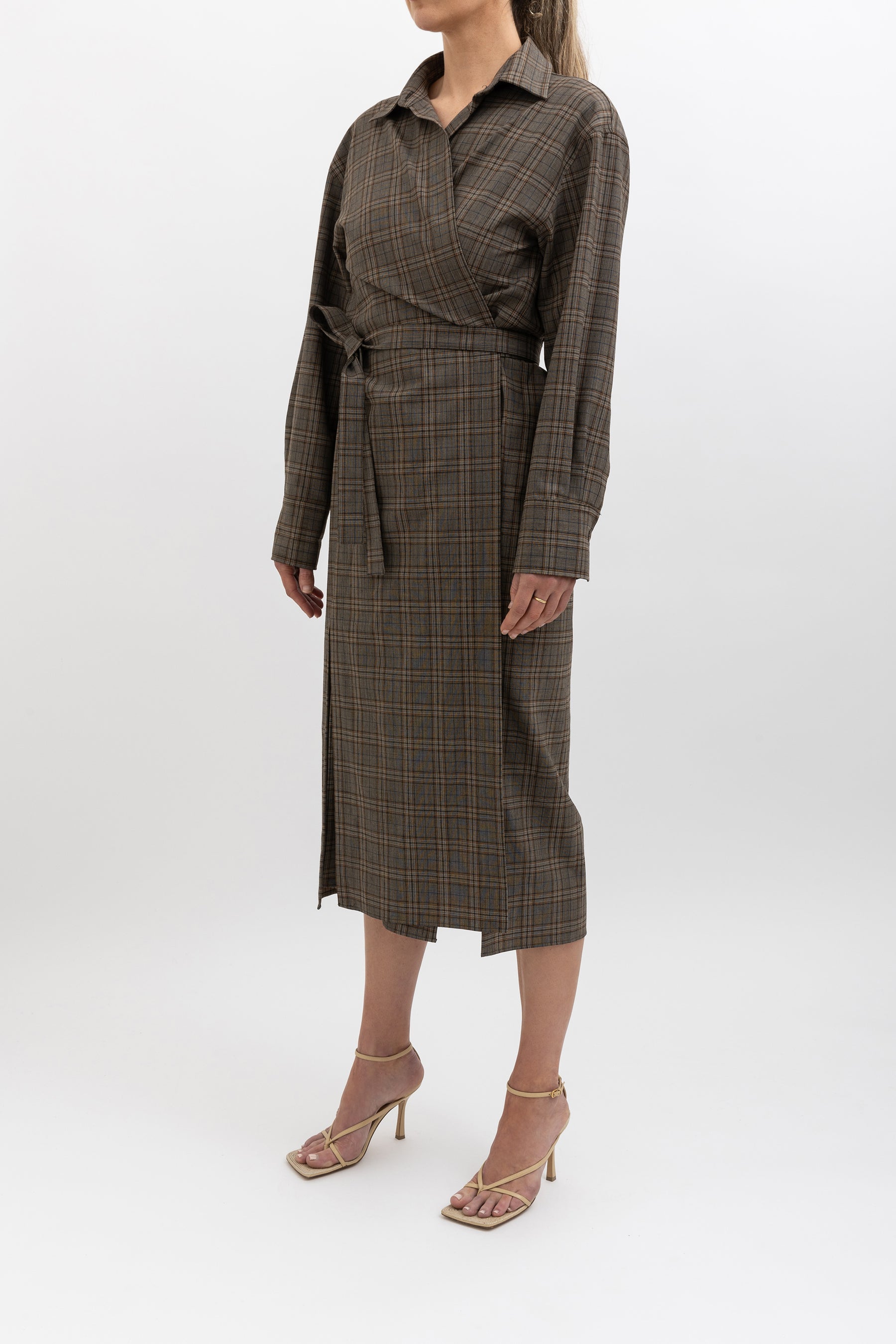 Check Wrap Dress