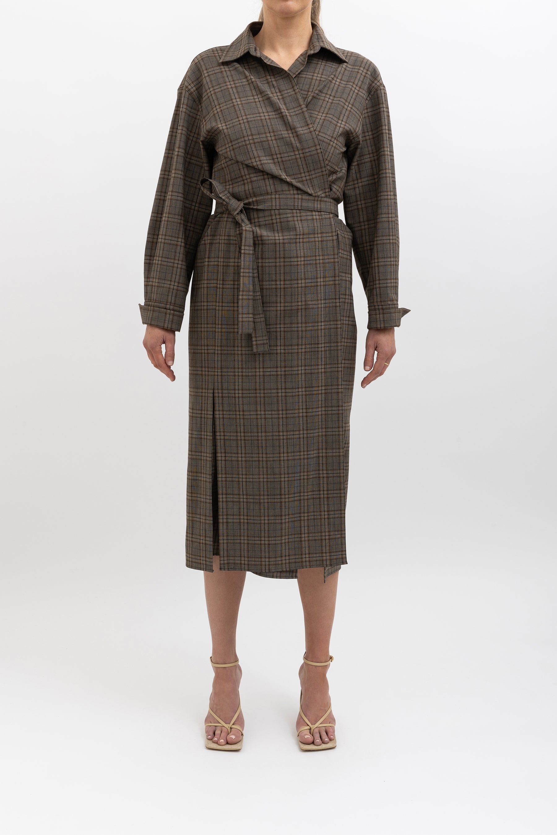 Check Wrap Dress