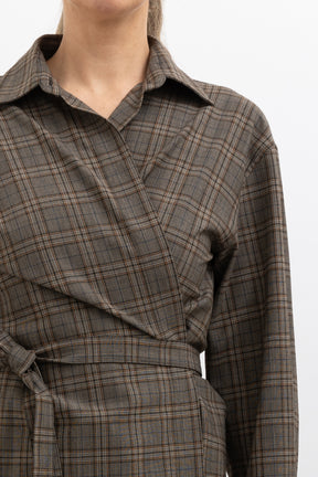 Check Wrap Dress