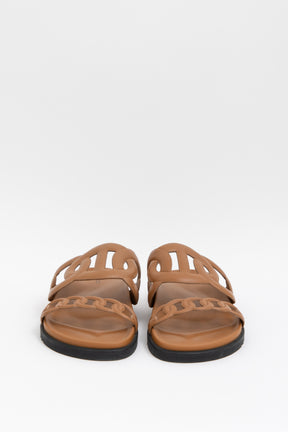 Hermès Gold Leather 'Extra' Sandals, 40.5