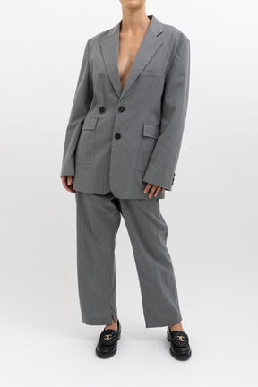 Pin Stripe Blazer In Grey