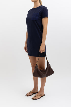 Embroidered Pocket T Shirt Dress
