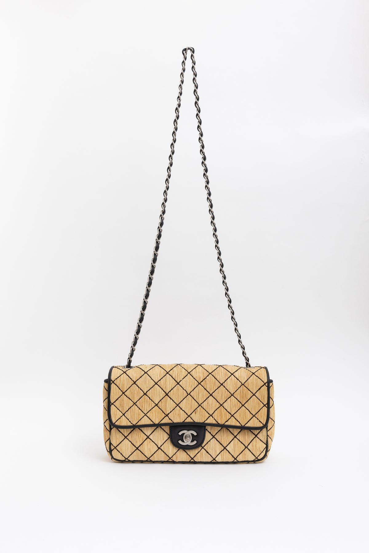 Raffia Medium Flap Bag