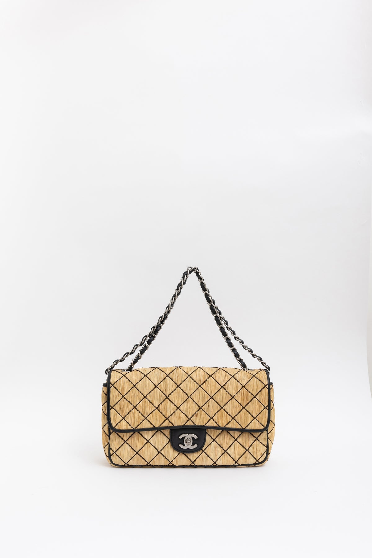 Raffia Medium Flap Bag